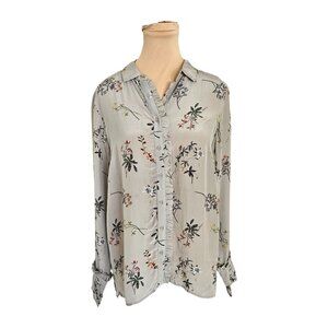 Mos Mosh Light Pastel Floral Blouse Long Sleeve w/ Ruffle Details Sz XS